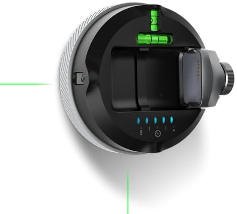 HOZO M-Cube02 Laser Level Tool with Vertical & Horizontal Green Line Lasers, 360° Rotating Base, Wall Mount Laser Level for Picture Hanging, Renovation & DIY, 5kg Laser Level Stand, Rechargeable