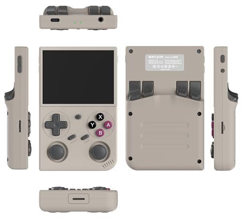 Joytopiaminds Console di gioco portatile retrò G350, schermo 3.5 IPS, dispositivo di gioco Linux retrò, sistema open source con memoria 64G e oltre 4000 giochi integrati (grigio)