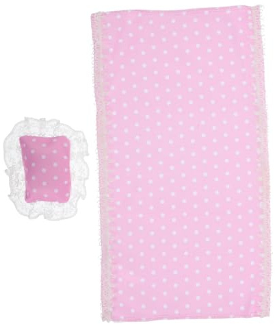 Garneck Satz für Puppenbettwäsche Puppenhausbett Babypuppendecken Minature Dinge Puppenhauszubehör Kindergartendekor Puppenhausmöbel Babypuppenkissen Stoff Rosa