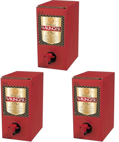 Original Wikinger Met | 1x3 L | Bag in Box | Met Honigwein aus dem Ursprungsland der Wikinger in Norddeutschland | Fruchtig-aromatischer Met | 11% Vol. Honigmet (Packung mit 3)