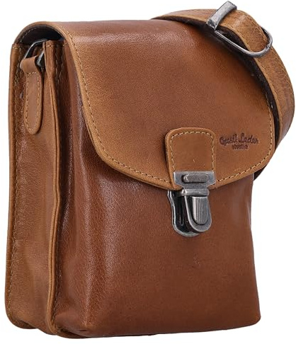 Gusti Gürteltasche Leder Nelly – Flexible Leder Handytasche zum Umhängen oder Tragen am Gürtel I Kleine Lederhandtasche mit Gürtelschnalle