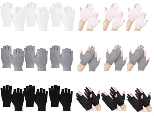 Cotton Gloves, 18 Pairs Moisturizing Gloves for Dry Hands, Fingerless Gloves for Daytime Work and Night, One Size Fits Most in Black, White, Gray