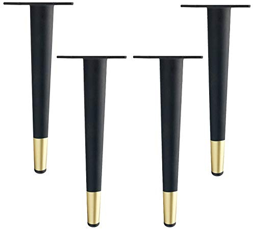 WLCNYL 4 Gambe per mobili in Metallo Moderno, Lunghezza 10,72 cm, Piedini di Ricambio per Divano/Armadio/Sedia/scrivania, Design Obliquo Nero/Oro, Viti Incluse