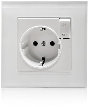 SJACXANM Prise Murale Avec Interrupteur, Prise Electrique Murale, Plaque Murale 3 Modules, Encastrée Avec Interrupteur, Tout-En-Un (Blanc)