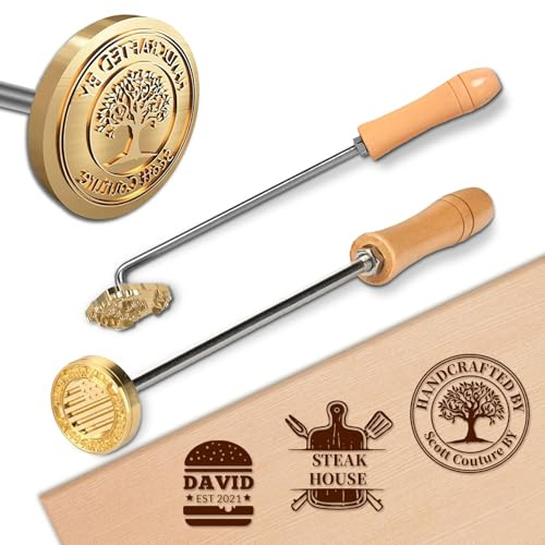 XSTZR Timbro in metallo con logo personalizzato, per bruciare legno, pelle, torte e carne, strumento portatile riscaldato a fiamma per lavorazione del legno, barbecue, matrimoni, regali di Natale