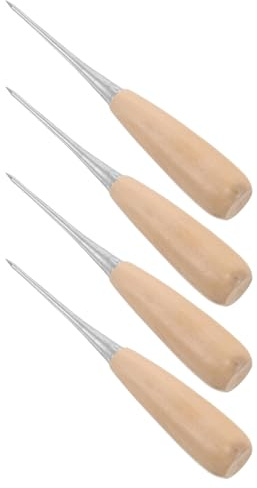 Operitacx Punteruolo da Sarta 4 Pezzi Manico in Legno a Forma di Zucca, Strumento Punteruolo per Lavori Artigianali in Pelle, Cucito, Rilegatura Libri e Tessuti, Utensile per Perforare