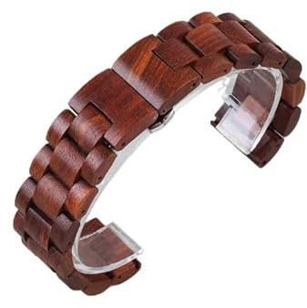 Quick-release klockarmband Träarmband Unisex ersättningsarmband(Red,21mm)