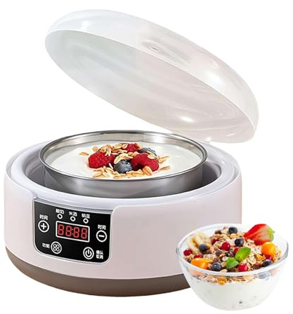 Yogurtera - Pequeño aparato de yogur con ajuste de tiempo y temperatura, herramienta automática para la preparación de postres, para el desayuno, el hielo, la cocina, el camping y la
