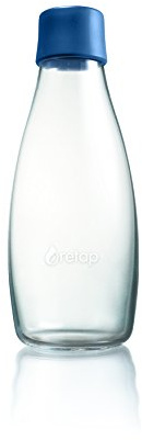 Retap ApS 0.5 Litre Medium Borosilicate Glass Water Bottle, Dark Blue