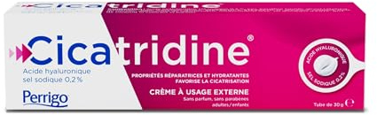 Cicatridine - Crème à l’Acide Hyaluronique - Favorise la cicatrisation - Usage externe, y compris la zone intime - Répare et Hydrate - sans parfum et sans parabènes - Tube 30g