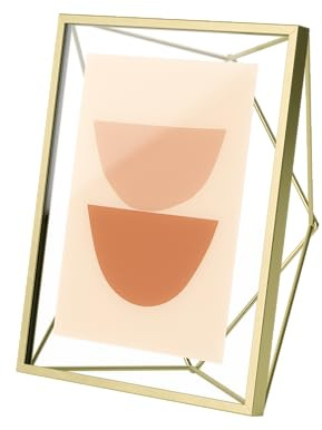 Umbra Prisma 13x18 cm Bilderrahmen - Wand- und Tisch Fotorahmen für Bilder, Kunstdrucke, Illustrationen und Mehr, Metall, Messing