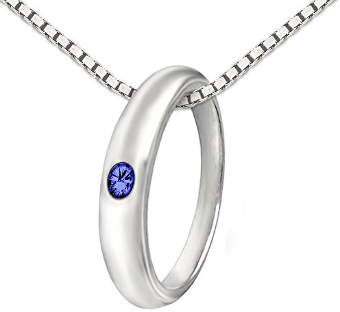 CLEVER SCHMUCK Taufkettchen mit Taufring Anhänger schlicht Stein safirblau Kette Venezia 36 cm 925 Sterling Silber im Schmucketui