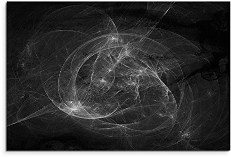 Paul Sinus Art Wandbild 120x80cm Leinwand Modern Abstrakt Schwarz Weiss XXL Bild Wohnzimmer Schlafzimmer Kunstdruck Deko