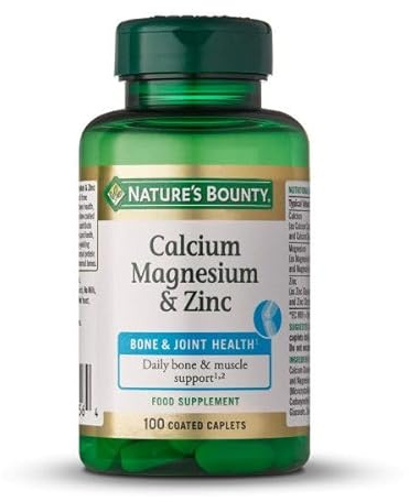 Nature's Bounty Calcio, Magnesio y Zinc | 100 Comprimidos | Fortalece huesos y dientes · Apoyo muscular diario · Metabolismo energético