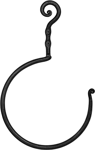 RTZEN Wrought Iron Hand Towel Holder - Matte Black Towel Ring for Bathroom or Kitchen - Farmhouse, Vintage, Rust Resistant, Easy to Install, Hand-Forged Decorative Rustic Bathroom Decor