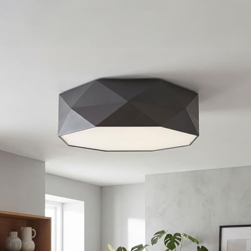 XL Deckenleuchte KANTO eckig in grau 4-flammig 52x52cm 4x E27 blendfreies Licht modern für Wohnzimmer Schlafzimmer Deckenlampe
