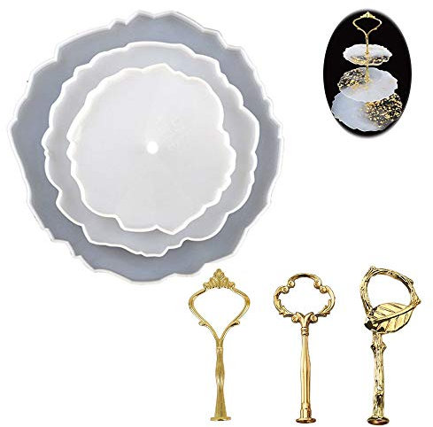 Molde De Bandeja De Frutas De Epoxy, Moldes De Resina Irregular De Tres Capas, 3 Estilos, Corona, Flor De Sol, Soporte De Molde De Bandeja De Forma De Hoja (3 Piezas)