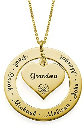 MYKA Personalisierte Kette für Großmütter und Mütter aus Sterling Silber 925 - Vergoldet - Graviert Name Schmuck Geschenk für Damen - Mutter - Freundin