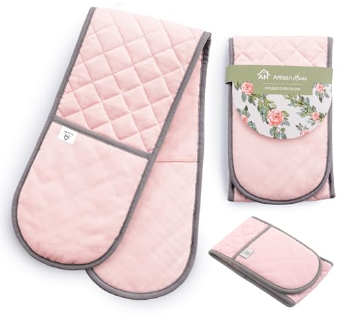 Doppelter Ofenhandschuh, hitzebeständige Silikon-Ofenhandschuhe, rutschfeste Silikon-Ofenhandschuhe, maschinenwaschbar, dicke Topflappen, Heim- und Küchenzubehör