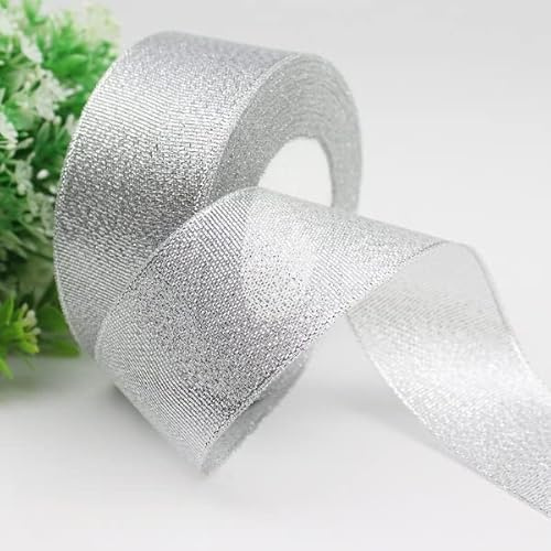 2 Rollen Organza Band, Breit Band Rolle - Silber Schleifenband (4cm/25Yards)