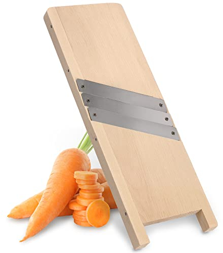 KADAX Krauthobel aus Holz, Gemüsehobel mit scharfen- Edelstahlklingen, Zwiebelhobel, Kohlhobel, Kohlreibe, Raspel, Karrotenreibe, Küchenhobel aus Holz (3 Klingen) Braun