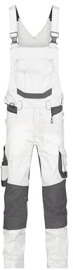 DASSY® Tronix Painters Cotte à bretelles peintre avec stretch et poches genoux - taille 50 - BLANC/GRIS ANTHRACITE
