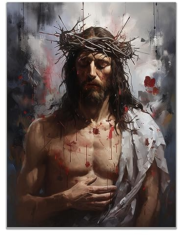 SHYAMIC Bilder Weihnachten Leinwandbild Kunstdruck, Jesus betet Wandbild X-Mas Fenster Fotodruck Kunstdruck Leuchtbild, Weihnachten Winteridylle Effekt - 20x30cm Ungerahmt