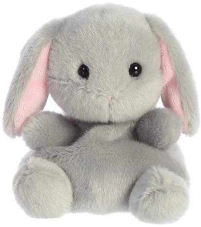 Aurora Adorable Palm Pals Pebbles Bunny Stuffed Animal - Pocket-Sized Play - Collectable Fun - Grey 5 Inches