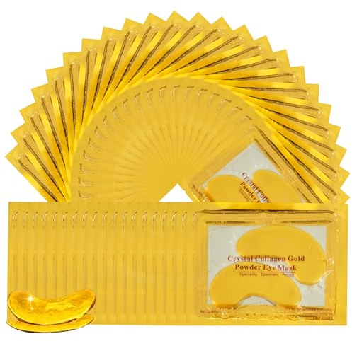 50 Pairs Under Eye Treatment Masks 24K Gold Collagen Eye Gel Pads Moisturizing Under Eye Patches Golden Eye Mask for Dark Circles, Anti Wrinkle, Puffy Eyes, Hydrating | Under Eye Masks Hydrating for Puffiness Eyes Treatment,Women Men Beauty Vegan Cruelty-Free Self Skin Care (50 Pairs 24K Gold)