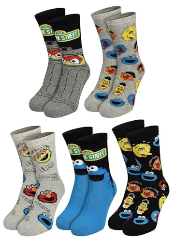 United Labels Sesame Street - Calze da ginnastica da uomo, 40-45, confezione da 5, multicolore, 40-45
