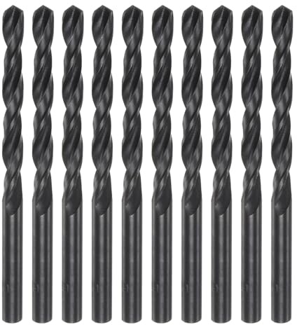 QUARKZMAN 10 Stück Jobber-Bohrer 6mm (15/64) Nitridbeschichtetes Hochgeschwindigkeitsstahl (HSS) 4241 Spiralbohrer für Edelstahl Kupfer Aluminiumlegierung Metall Holz Kunststoff Schwarz