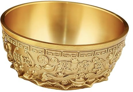 OUNONA Brass Cornucopia Fortune Bowl Chinese Style Treasure Basin Home Desktop Decoration Offering Bowl Brass Money Basin