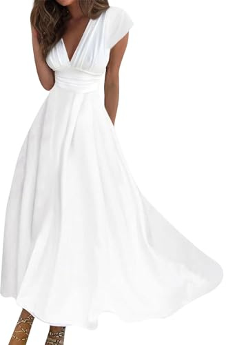 Generic Robe Cocktail Femme Robe Velours Femme Robe Grande Taille Robe Fete Femme Robe Boheme Femme Robe+Boheme+Chic Robe Longue Robe Dété pour Femme Robe Demoiselle d'honneur Femme Blanc M