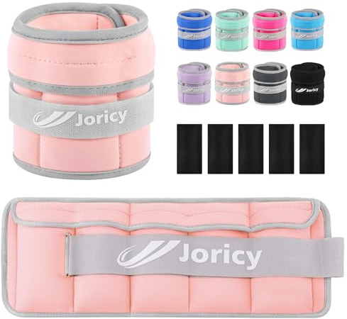 JORICY Viktmanschetter fot, justerbara vikter för ben och armar 3 kg 1 par, viktmanschetter hand, fotvikter och vristvikter för gym, träning, löpning, jogging rosa