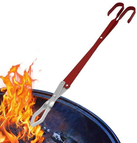 Eldved, kamintång – extra lång grilltång för grillning – extra lång grilltänger för köket, utomhus, camping, grill, eldstäder