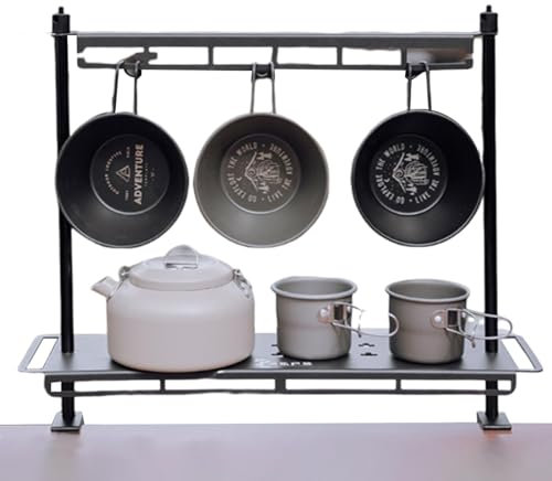 Mensola per tavolo da campeggio pieghevole, ripiani per tavolo da campeggio - Scaffale per stoviglie all'aperto,Mensola portatile per tavolo da supporto torcia per picnic e viaggi d