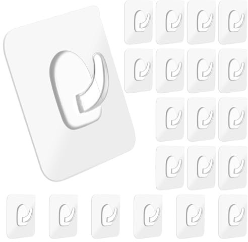 Tyqour 20 Stück Transparent Klebehaken, Selbstklebende Haken Bilder Ohne Bohren Transparentes Haken Selbstklebend Wandhaken Klebenägel Bildaufhänger für Badezimmer, Küche, Decke, Wand