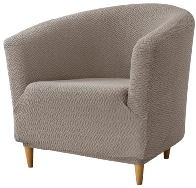 Hearda Sesselschoner Sesselbezug 1 Stück, Khaki Elastisch Stretch Sesselhusse Sesselüberwurf | Jacquard Club Chair Sessel Bezug für Clubsessel Cocktailsessel Universal