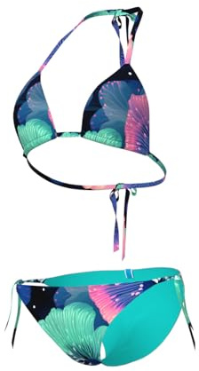 ARENA Water Prints Triangel-Bikini für Damen, Elastischer Recyclingstoff, Schnelltrocknend, Strand- und Schwimmbad-Badeanzug für Damen, Damenbikini mit Herausnehmbaren Cups, Top und Slip mit Bändern