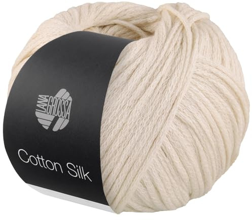 LANA GROSSA Cotton Silk | Edles Effektgarn aus Maulbeerseide gefüllt mit Baumwolle | Handstrickgarn aus 70% Baumwolle & 30% Seide | 50g Wolle zum Stricken & Häkeln | 140m Garn FB 13