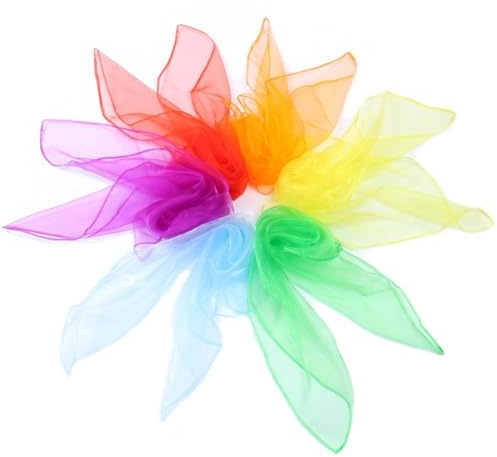Fituenly Lot De 6 Foulards Sensoriels Multicolores pour Danse Jonglerie, Jouets Sensoriels pour Bébé, Bande De Mouvement en Soie, Accessoires pour Enfants, Bébés Adultes.