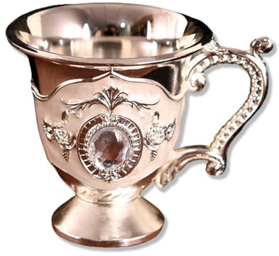Wailicop Copa Licor Vintage de Metal Estilo Europeo con Asa – Cáliz Vino Retro Elegante para Whiskey, Cócteles – Vaso Irrompible para Casa, Bar, Bodas y Regalos (C)