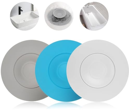 JEYORZY 3 Pcs Tappo Lavandino Bagno Silicone, Tappo Lavandino Cucina, tappo vasca da bagno universale, tappi doccia antiodore con Filtro per Cucina,Bagno, Vasca, Lavandino, Doccia, Lavanderia, Lavello