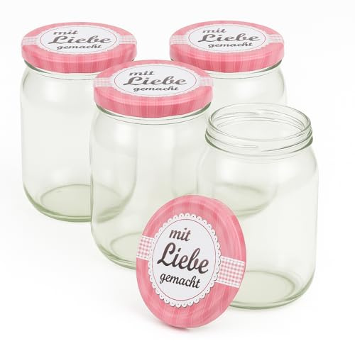 Blumixx Einmachgläser mit Schraubdeckel 16er Pack Einmachglas mit Deckel Mit Liebe gemacht - 900ml Fassungsvermögen - Ideal für Erntezeit, Konservierung & stilvolle Aufbewahrung