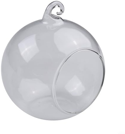babominimer Vaso a sfera in vetro con design a bocca aperta, per piante grasse e terrari, contenitore in vetro borosilicato trasparente con fondo piatto e (10 cm)