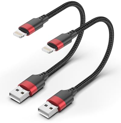 Bkduice USB to Lightning Cable Short 2Pack, Braided 0.3M iPhone Charger Cable, MFi Certified Black 30CM USB A to Lightning Cable Compatible with iPhone 14 13 12 11 Pro Max Mini 8 7 6S Plus SE XS XR