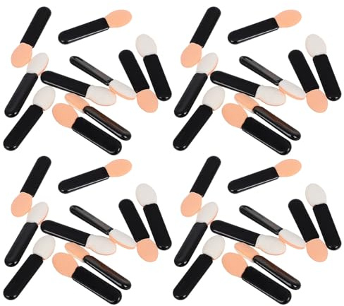 DECORNIJIA Mini Pinceles para Sombras de Ojos Negros 100 Unidades Aplicadores Multiusos de Plástico Lado para Maquillaje Difuminado y Delineado Viajes y Uso Diario