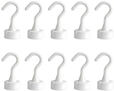 10 Stück Magnethaken, Magnetische Haken Weiß Kunststoff Magnethaken Mini Weiß Kleiderhaken Haken Halter ABS-Kompakthaken 5 kg Tragfähigkeit für Küche Badezimmer Schlafzimmer Schließfächer Büro