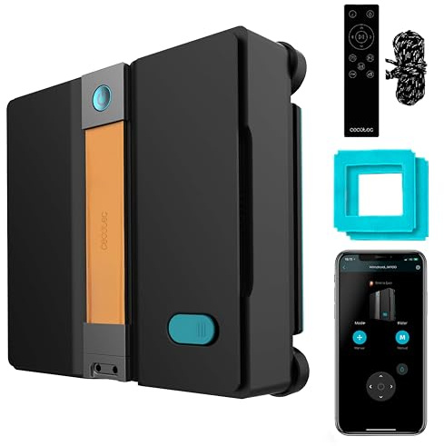 Cecotec Robot Limpiacristales con App y Mando Conga Windroid W50 Double Spray. Pulveriza, Limpia y Seca, 6300Pa, Diseño Cuadrado, 2 Mopas y 4 Sprays, 5 Modos, Doble Sistema de Seguridad