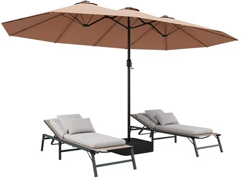 LAUSAINT HOME Grand parasol de terrasse avec support intégré, rectangulaire double face avec manivelle, parasol de jardin pour table, piscine, terrasse, marché